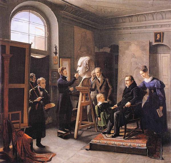Carl Christian Vogel von Vogelstein Ludwig Tieck sitting to the Portrait Sculptor David d'Angers China oil painting art